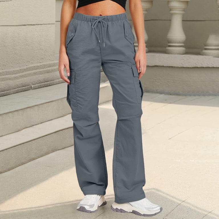 Womens Travel Pants High Waisted Baggy Cargo Pants Summer Wide Leg