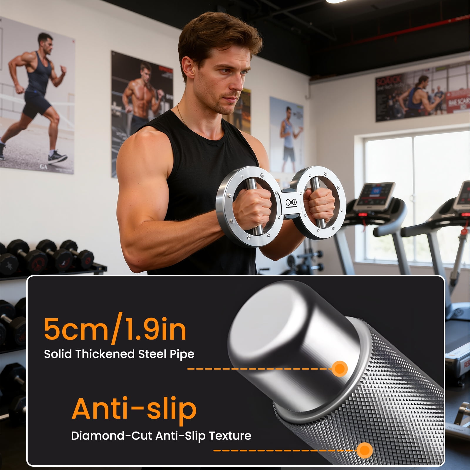 TOHU Rotating Burn Machine 8-15 LB, Rotating Arm Machine 360 Degree Rotating Grips, Multifunctional Spinning Burn Rotator Machine for Forearm Trainer, Boxing, Workouts (Silver)