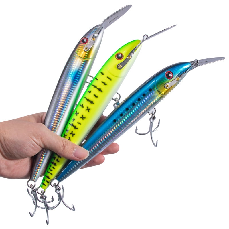 Dr.Fish Deep Diving Trolling Lures 13-20ft Saltwater Hard Fishing Lures 7.3" Deep Diving Jerkbait VMC Treble Hooks Pencil Twitch Bait Heavy Duty Offshore Plugs Striper Mackerel Tuna