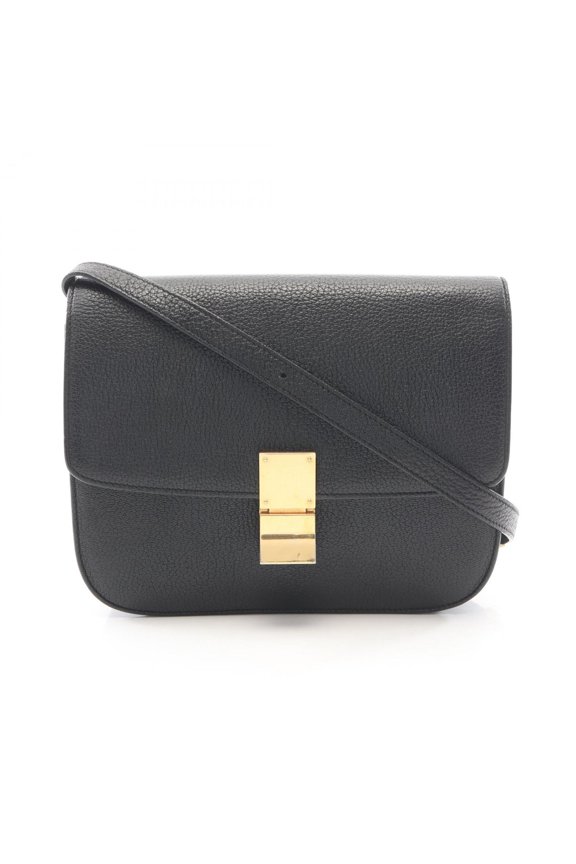 Pre-Owned Celine Classic Box Medium Shoulder Bag/Handbag, Leather, Women's, Black, 164173AAE