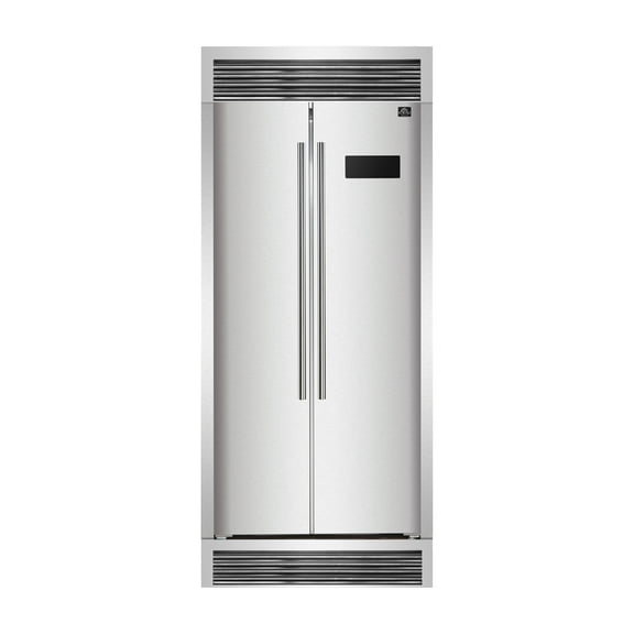 FORNO Salerno 33" Side-by-Side 15.6 Cu.Ft. Stainless Steel Refrigerator with Grill Trim