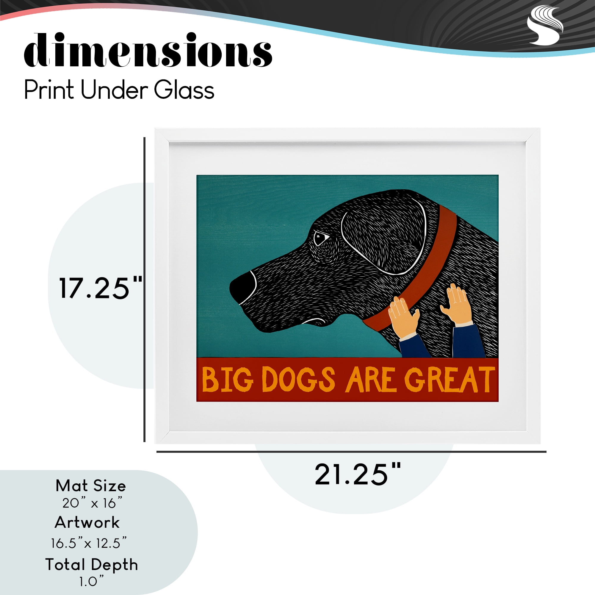 Big Dogs Are Great White Framed Print Under Glass, design by Stephen Huneck