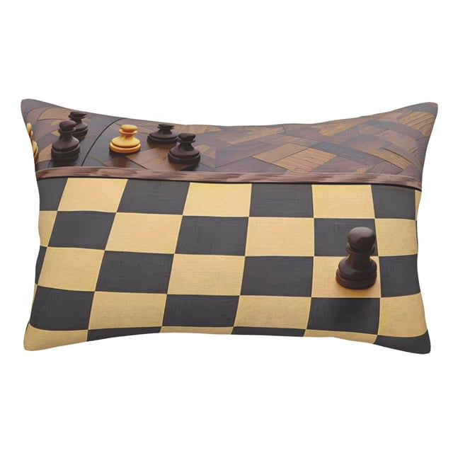 Fotbe Chess Board With Pawns Funda de Almohada Decorativa Estilo Occidental, Lujo en Algodón, Fundas para Almohadas King, Cojín Estampado para Decoración del Hogar-16"x24"