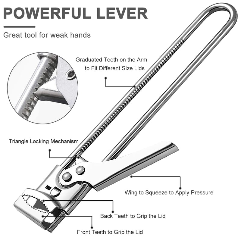 Can Opener Adjustable Stainless Steel Non-Slip Multifunction Manual Jar Bottle Bottle Lid Opener Gadget Home Gadgets Accessories