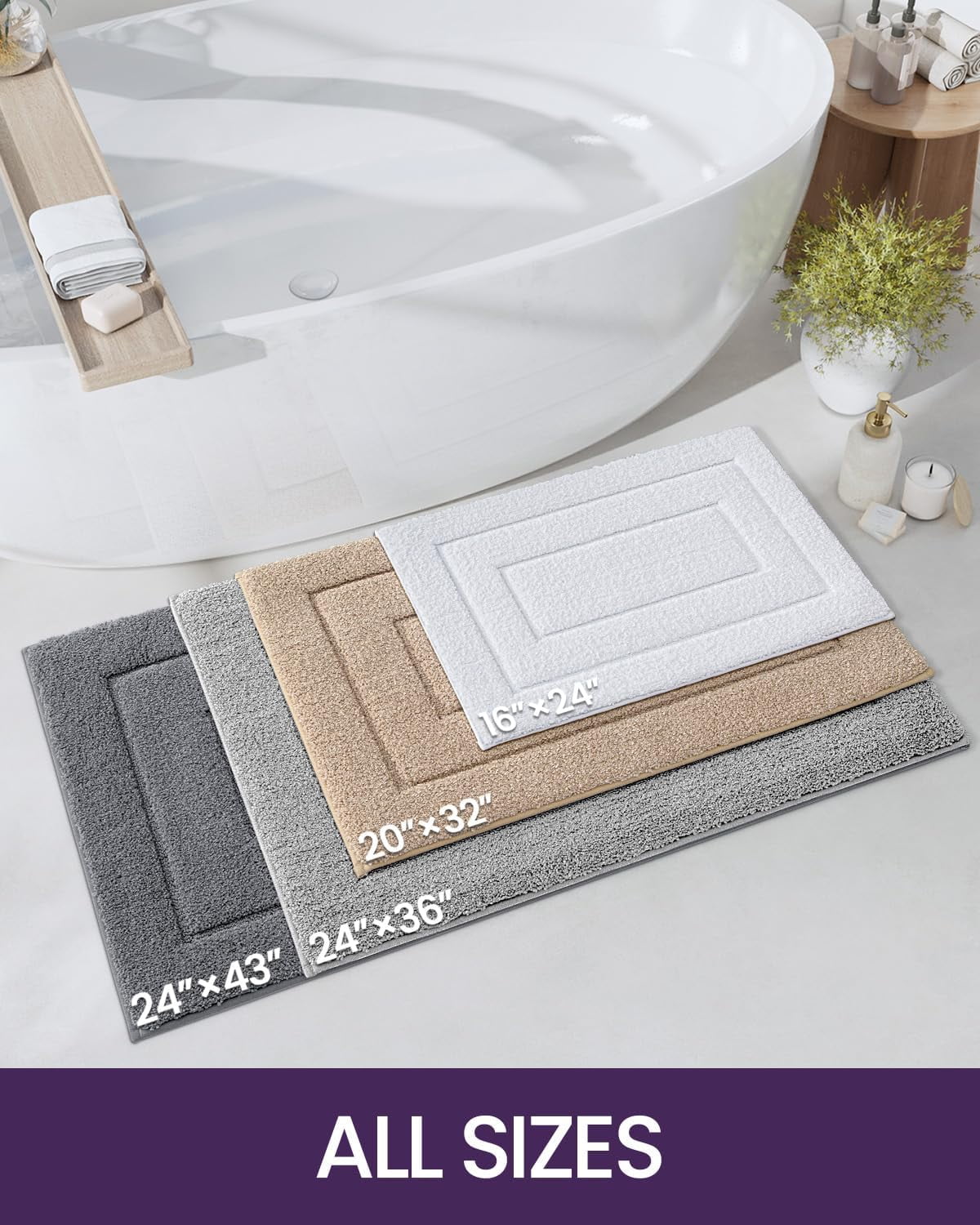 Bathroom Rug Mat, Extra Soft Absorbent Premium Bath Rug, Non-Slip Comfortable Bath Mat, Carpet for Tub, Shower, Bath Room, Machine Washable