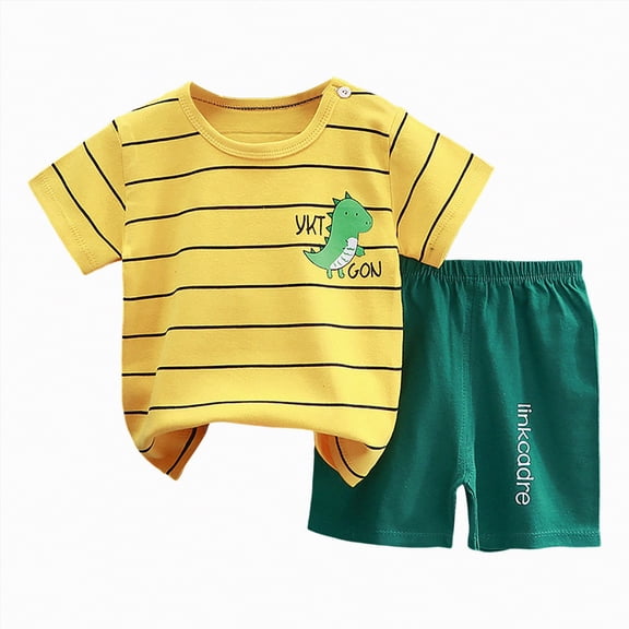 UAYOTSE Toddler Baby Boys Girls Breathable Pajamas 2-Piece Set Short Sleeve Tee Elastic Shorts Sleepwear Loungewear for Spring Summer Casual Wear,Sizes 7-8 Years