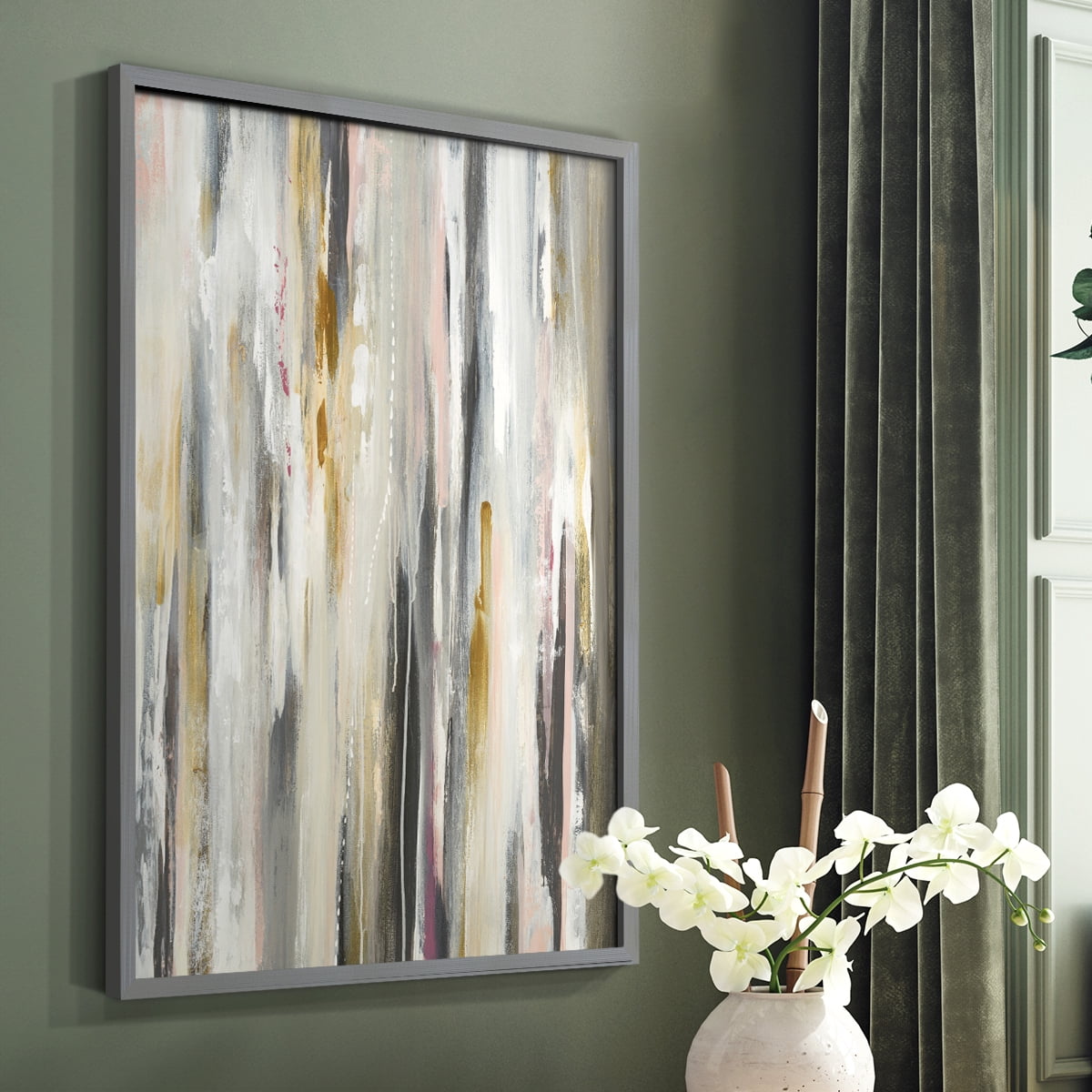 Color Ripple Framed Print in Gray Solid Wood Framed Print No Nail Hanging