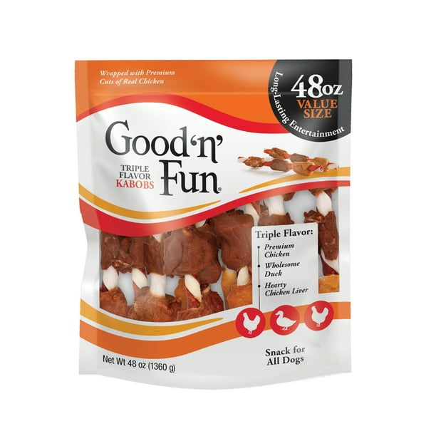 Good 'n' Fun 48oz Triple Flavor Kabobs Dog Treats, 72 Count