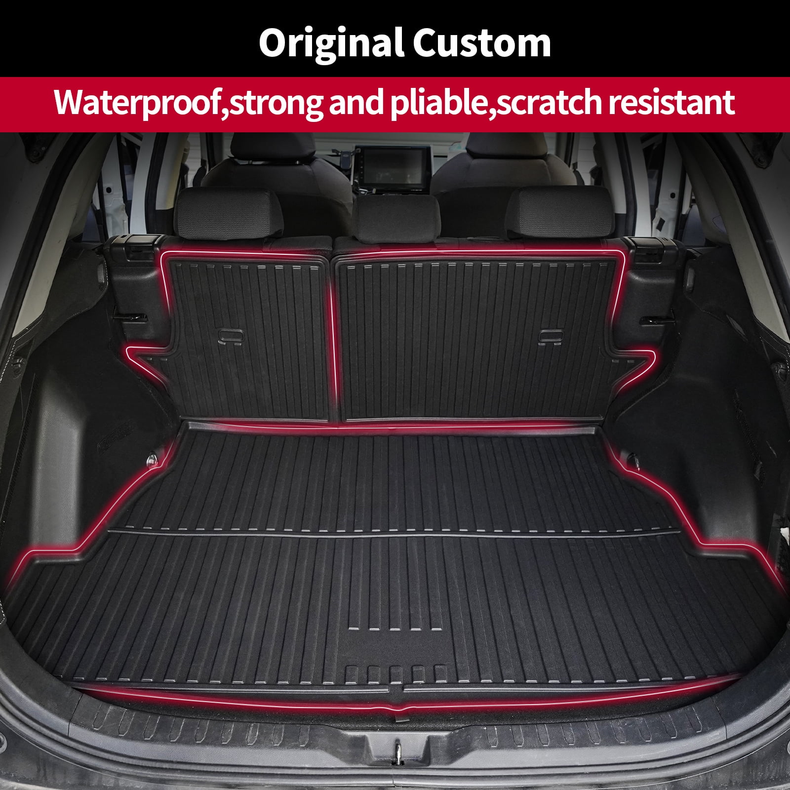 DIKSOAK Original Cargo Liner and Backrest Mats for the 2022-2025 Hyundai Palisade - Custom Fit Trunk Mat and Backrest Mats - All Weather Protection Anti-Skid Car Mats for Palisade