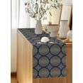 thumbnail image 5 of Abstract Floral Table Runner, Vintage Navy Blue Moroccan Circle Geometric Art Cotton Linen Kitchen Table Decoration Washable Dining Tabletop Runners for Home Party Decor 13x72 Inches, 5 of 9