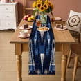 thumbnail image 6 of Ethnic Style Pattern Table Runner, Retro Weaving Brown Blue Abstract Art Cotton Linen Kitchen Table Decoration Washable Dining Tabletop Runners for Home Party Decor 13x72 Inches, 6 of 9