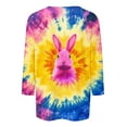 thumbnail image 4 of Cavosen Happy Easter Womens Tops 3/4 Length Sleeve Crew Neck Summer Bunny Tie Dye Print Pullover Shirts Holiday Blouse Vacation Festival T Shirts Loose Dressy Fashion Tees L, 4 of 5
