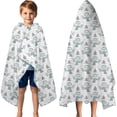 thumbnail image 3 of Light Blue Christmas Snowman Pattern Hooded Bath Towel，60"x35" for Ages 3 To 12 Kids, Quick Dry Lightweight Soft Microfiber Hood Beach Towel Cover Up for Kids, 3 of 7