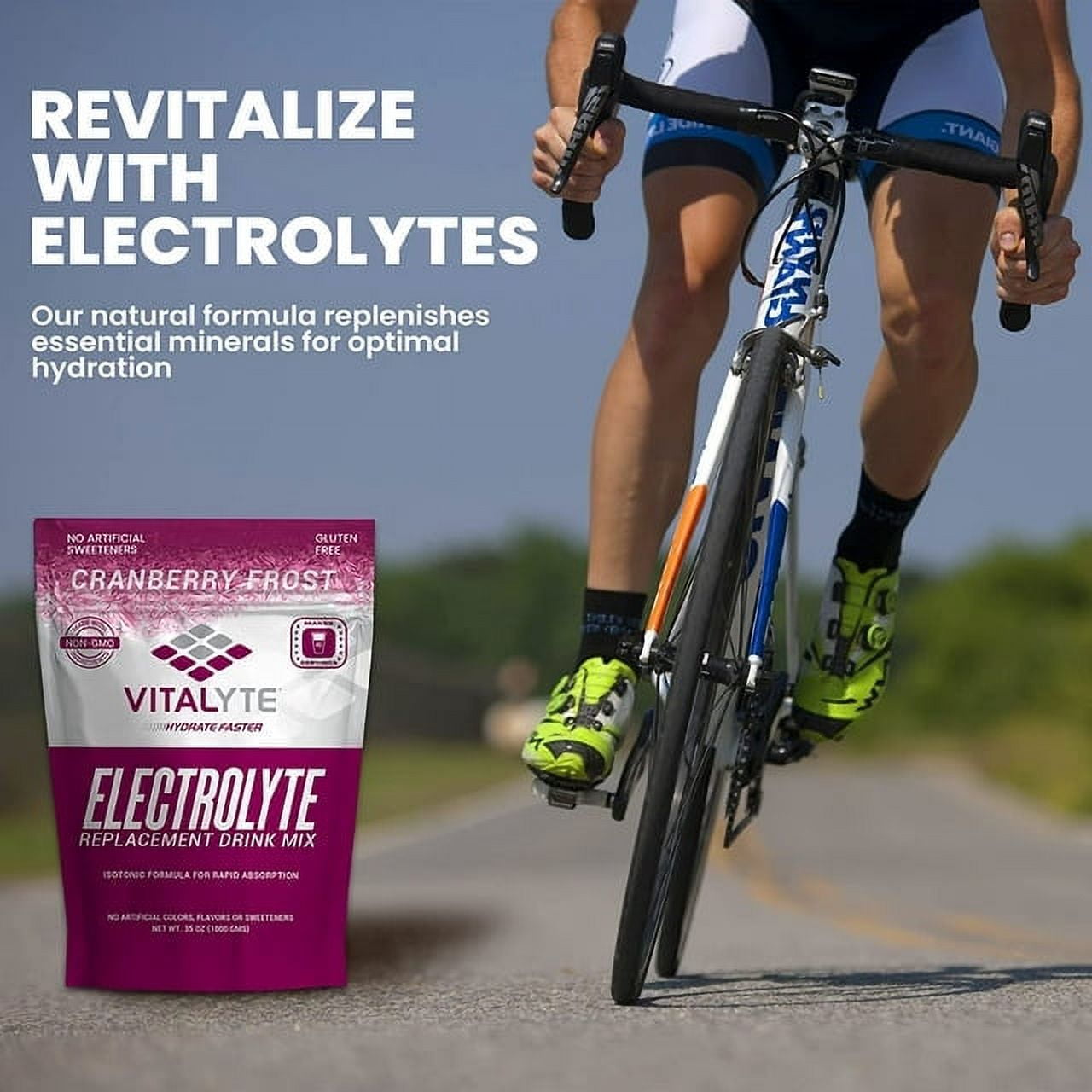 Vitalyte Cranberry Frost Electrolyte Powder Mix, Isotonic Hydration, 160 Servings (4-Pack, 35 oz each)