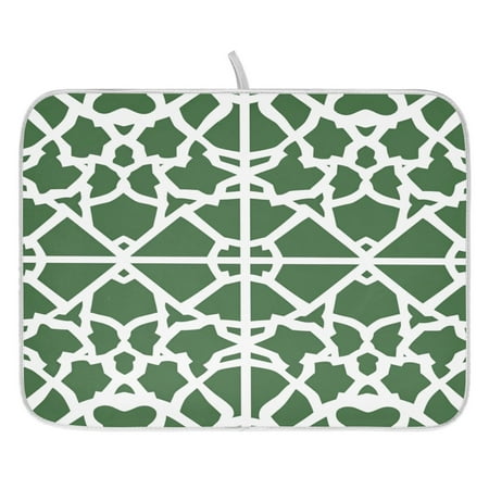 

Green Moroccan Stripe Dish Drying Mat for Kitchen Quick Drying Absorbent Soft Durable 16 x 18