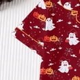 thumbnail image 5 of Likimi Kids Toddler Girls Halloween Pajamas Set Short Sleeve Hallowmas Ghost Print Lapel Button Down Pjs Tops With Shorts For Party Fashionable Homewear, 5 of 8