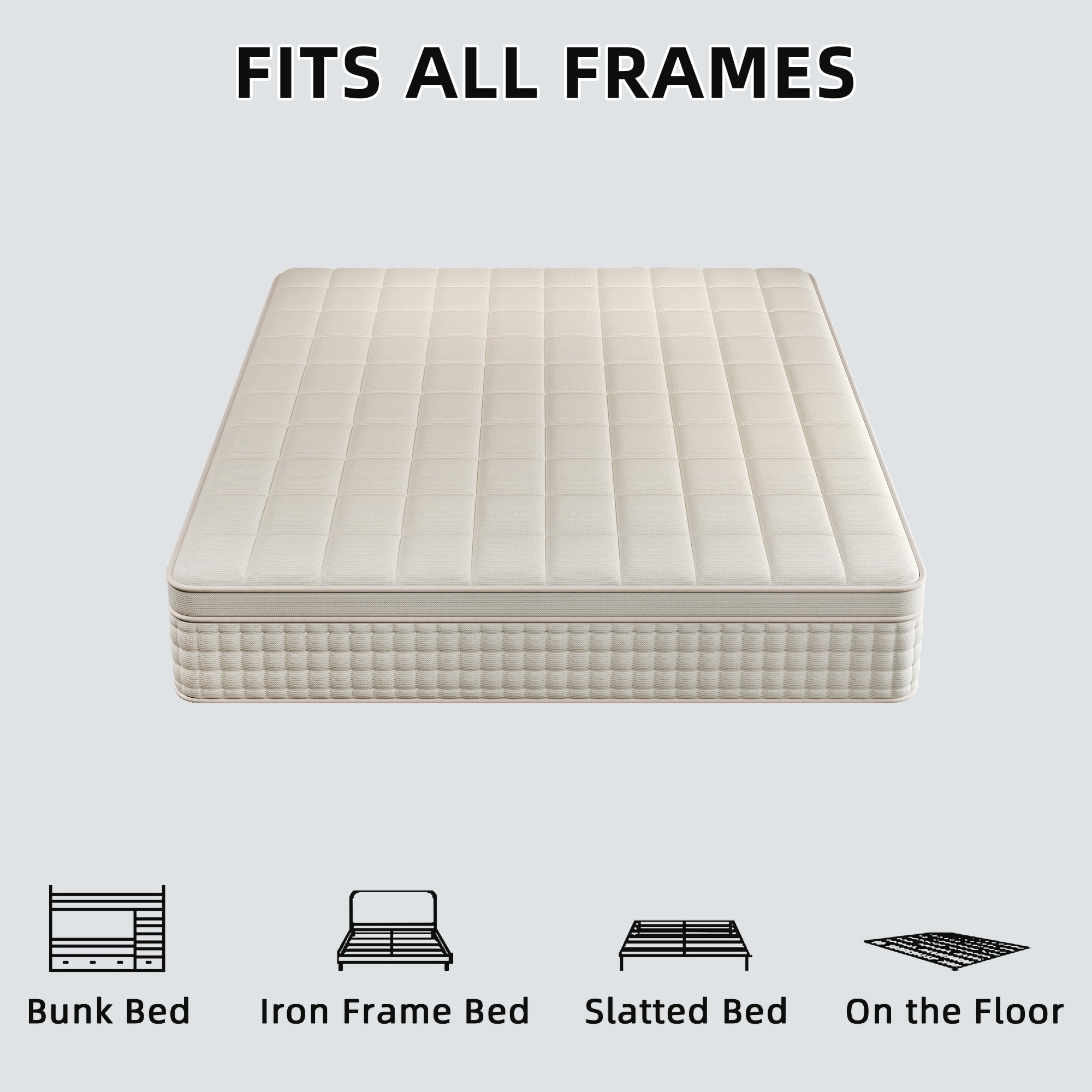 SILENCE MANGO 14 inch Twin Sized Hybrid Mattress, Gel Memory Foam, Individually Wrapped Pocket Springs, Medium Firmness, Zoned Pressure Relief Design, Boxed Mattress, High-density Foam Layer