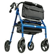 Rolling Walker Elite by Hugo Adjustable Rollator with Seat, Backrest and Saddle Bag, Blue
