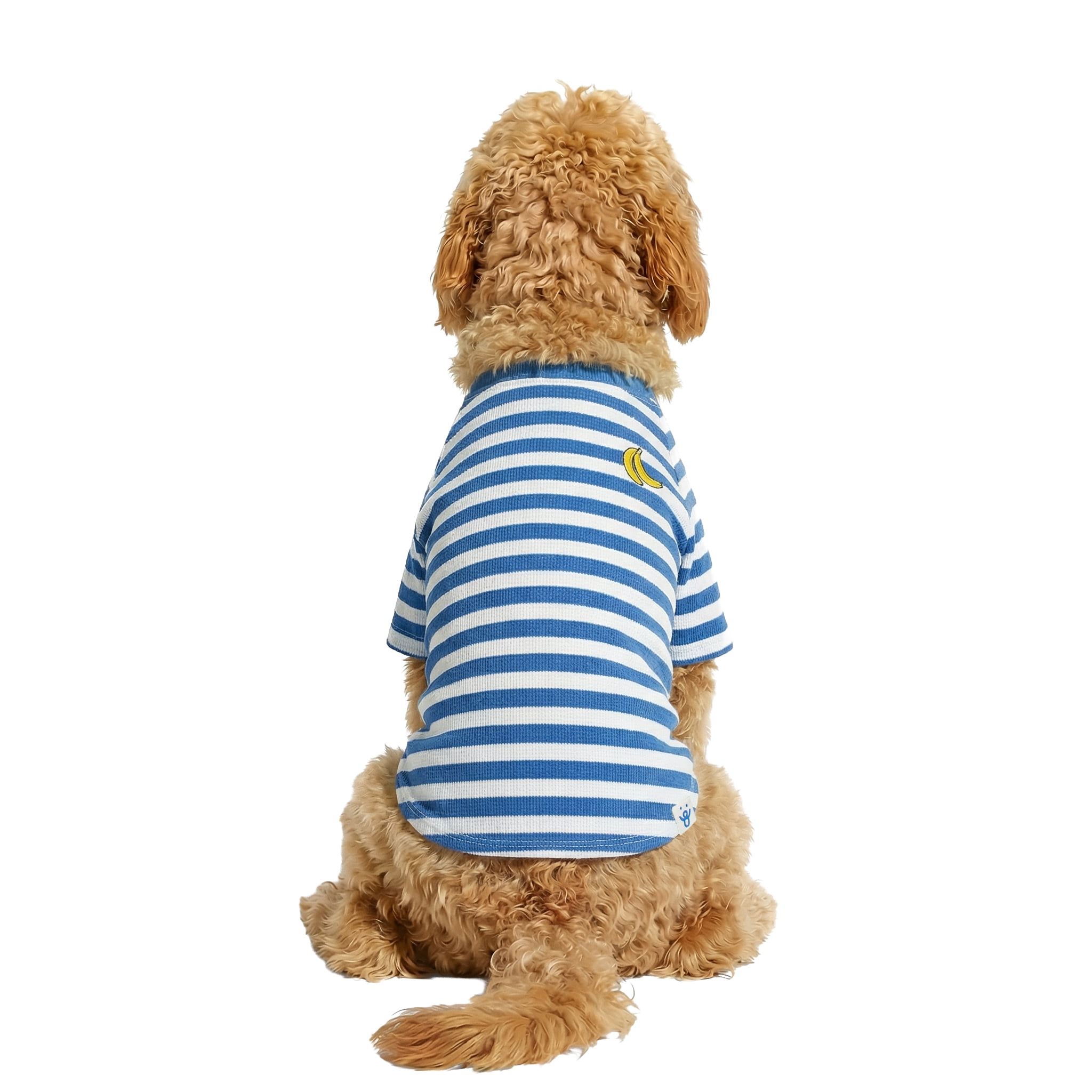 Oodles Blue Striped Banana Knit Spring Dog T-Shirt, Large