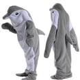 thumbnail image 2 of Saco de dormir con tiburón, delfín y ballena 2024, manta de forro polar esponjoso, pijama de una pieza para niños y adultos, manta con capucha de animales de dibujos animados, 2 of 6