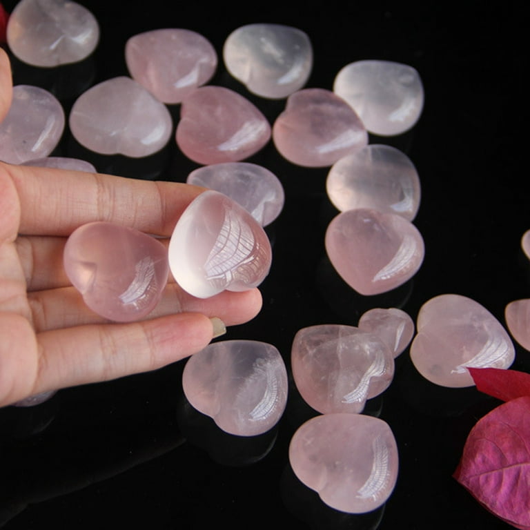 Wozhidaoke Fall Decor Home Decor Love Gemstones Rose Worry Natural Quartz  Heart Stone Crystal Palmthumb Home Decor Home Decor Ores Pink 5*4*1.5 Pink  