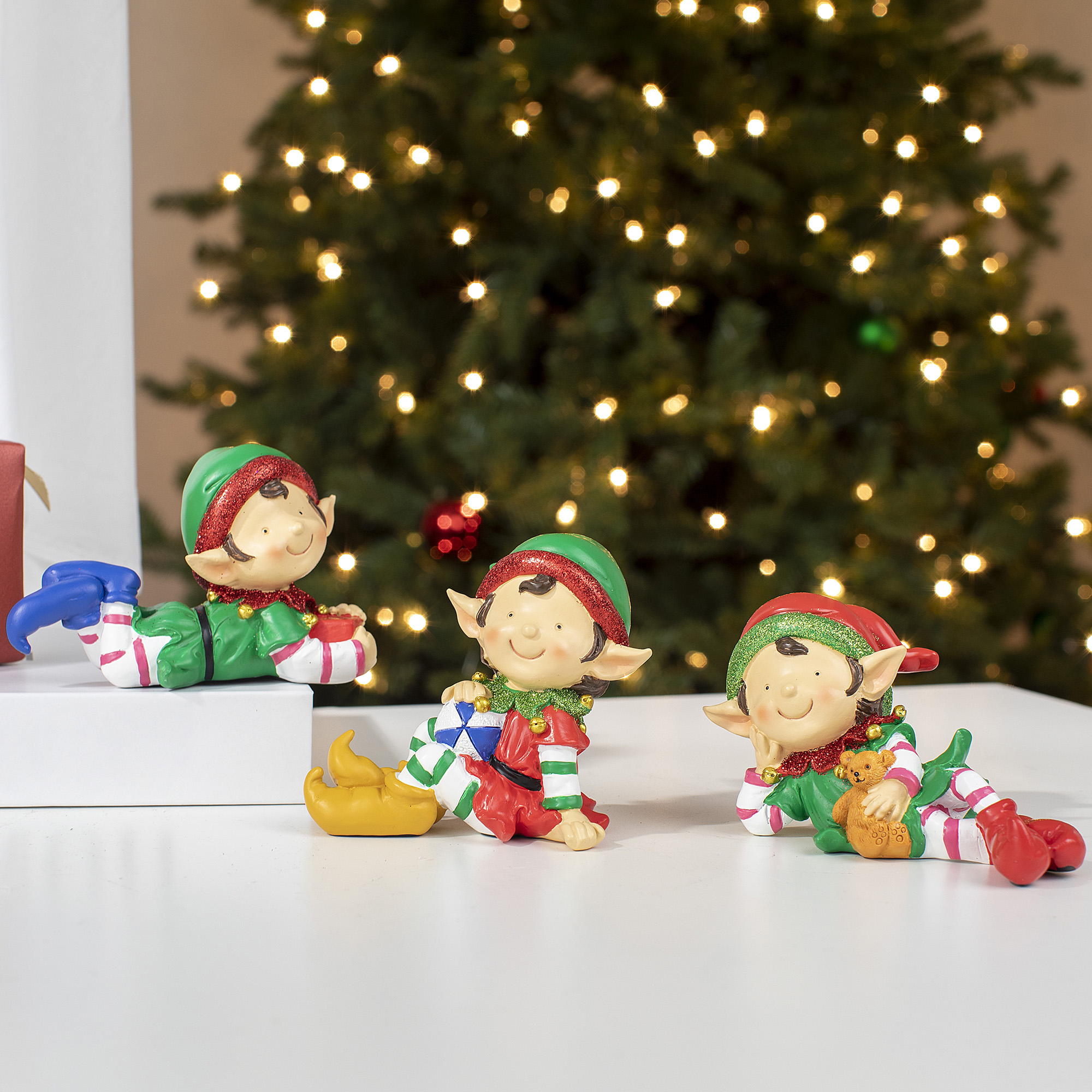 Holiday Time Multi-Colored Polyresin Joyful Christmas Elves Decoration, Set of 3, 3.1"H - image 2 of 6