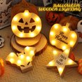 thumbnail image 3 of Glowing Halloween Theme Ornament Simple Wooden Holiday Desktop Decoration, 3 of 6