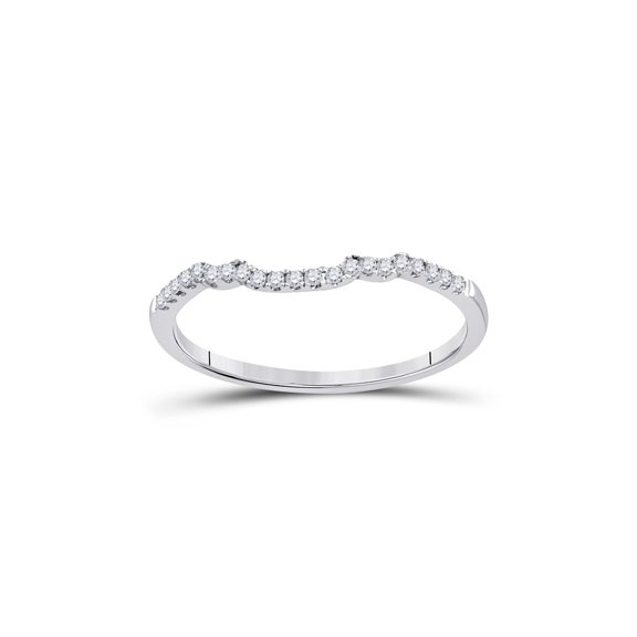 14kt White Gold Womens Round Diamond Band Ring Guard Enhancer 1/10 Cttw