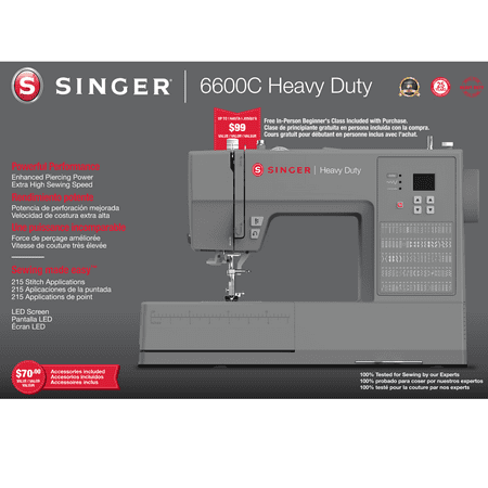 SINGER® Heavy Duty 6600 Sewing Machine | 215 Stitch Options | LCD Display | Buttonholes & Decorative Stitches | Perfect for DIY & Professional Sewing