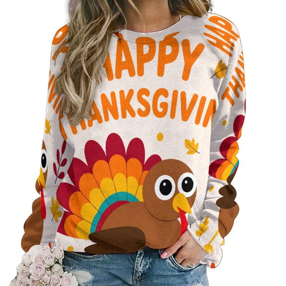 Autumn Happy Thanksgiving Turkey Women Casual Long Sleeve Hoodie Streetwear Pullovers Top Female Clothing