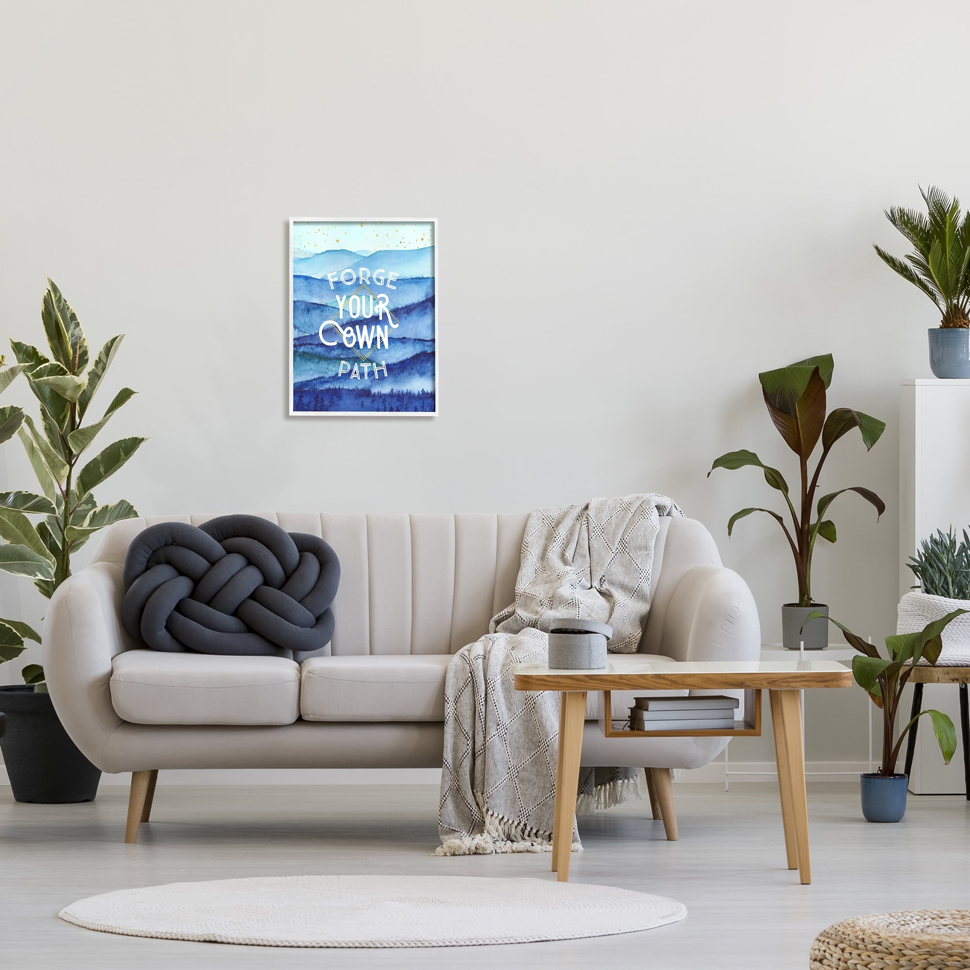 Stupell Industries Forge Your Own Path Layered Mountain Peaks Graphic Art White Framed Art Print Wall Art, Design by Arrolynn Weiderhold