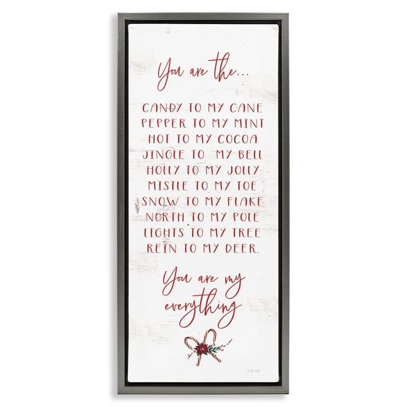 Stupell Industries Eclectic My Everything Holiday Romance Gray Floating Frame Canvas Art, 14 x 31, by Cindy Jacobs