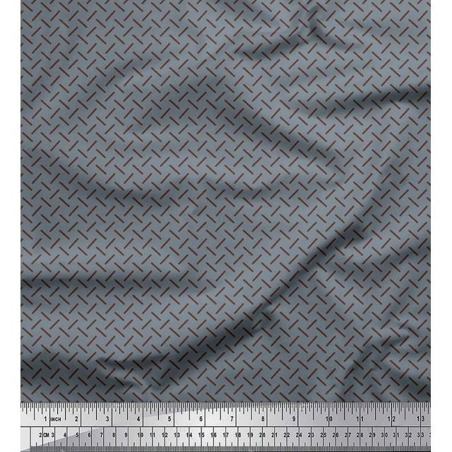 Soimoi Satin Silk Fabric Diagonal Line Geometric Decor Fabric Printed Yard 42 Inch Wide
