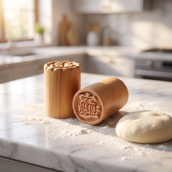 SEWCHICS 2-Pack Wooden Pastry Molds for Baking, Dessert Making, Party Treats, Traditional Moon Cake Mould Accessories