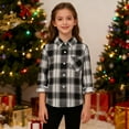 thumbnail image 6 of EnJoCho Plaid Shackets for Girls Boys Button Down Shirts Jackets Pockets Kids Flannel Shirts Spring Lapel Neck Blouse Top, 6 of 9