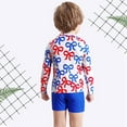 thumbnail image 5 of Baywell Boys Rash Guard Sets Kids Beach Bathing Suit Two Pieces Modest Swimwear Long Sleeve Top and Short Pant UV Sun Protection Suit 4-8Y, 5 of 7