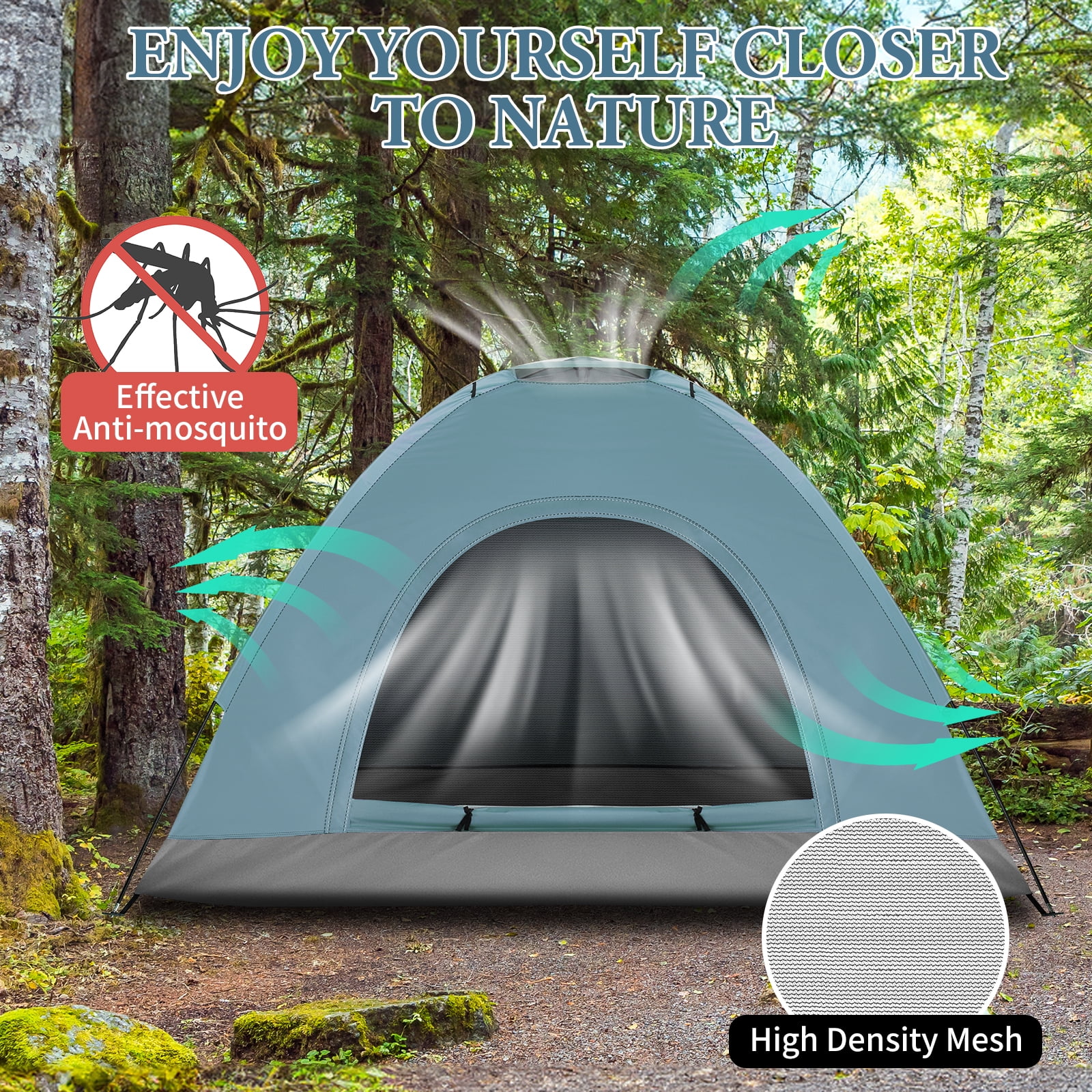 Zimtown 4 Person Outdoor Camping Waterproof Folding Tent for Hiking Picnic,Blue