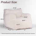 thumbnail image 5 of Cvortll Adult Bean Bag Chair, Tufted Plush Lazy Sofa with Memory Cotton Beans & Armrest for Bedroom Gaming Room Apartment, White, 5 of 9