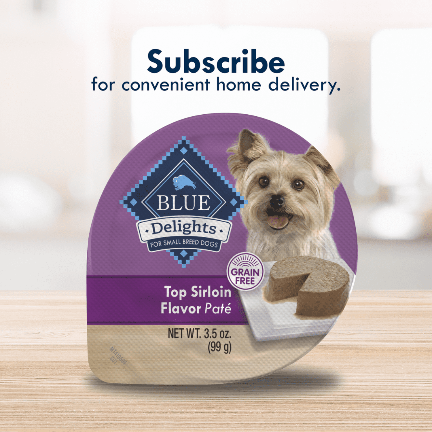 Blue Buffalo Delights Top Sirloin Flavor Pate Dog Food Trays, 3.5-oz, 99g