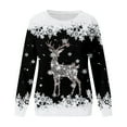 thumbnail image 4 of Tiweut Womens Christmas Sweatshirts Santa Deer Print Round Neck Long Sleeve Cozy Holiday Regular Tops Black,L, 4 of 4