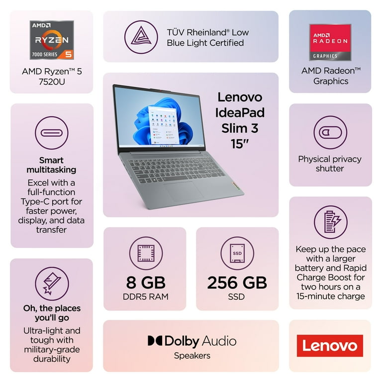 Lenovo IdeaPad Slim 3 15.6 inch Windows Laptop AMD Ryzen 5 Lenovo IdeaPad Slim 3 15.6 inch Windows Laptop AMD Ryzen 5