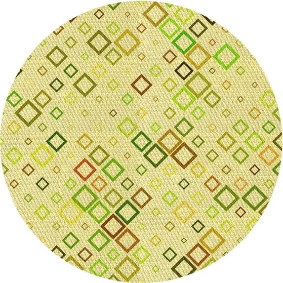 Ahgly Company Machine Washable Indoor Round Transitional Brown Area Rugs, 4' Round
