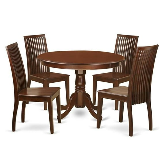 East West Furniture HLIP5-MAH-W 42 in. 5 Piece Hartland Set, Mahogany