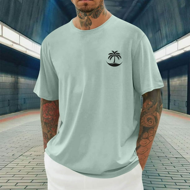 Tops para hombre, blusas y camisas de cuello redondo y manga corta para hombre, blusas casuales de moda para hombre, blusas deportivas de cuello redondo y manga corta, blusas de poliéster para hombre
