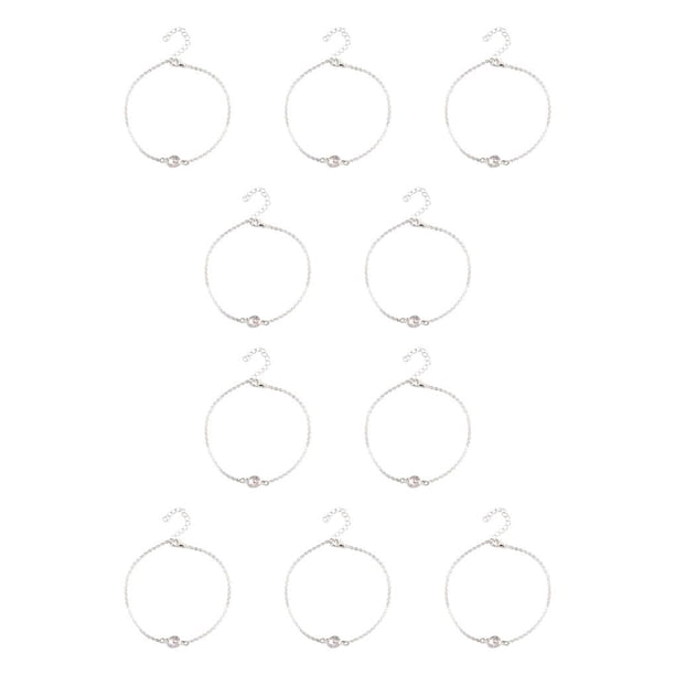 Sonducket Tobillera elegante aleación ajustable elegante con diamantes de imitación accesorio de moda de tobillo cadenas de pie para mujer plata Type1 NO1 Sonducket CBP253319
