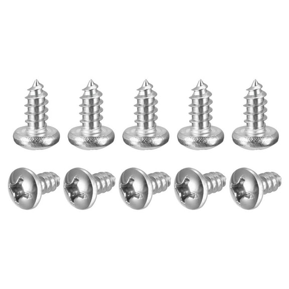 Uxcell #12x1/2" Phillips Self-Tapping Screws 304 Stainless Steel Bright 50 Pack