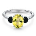 thumbnail image 3 of Gem Stone King 925 Sterling Silver Canary Mystic Topaz and Black Onyx Engagement Ring for Women | 2.44 Cttw | Oval 9X7MM | Gemstone November Birthstone | Size 9, 3 of 6