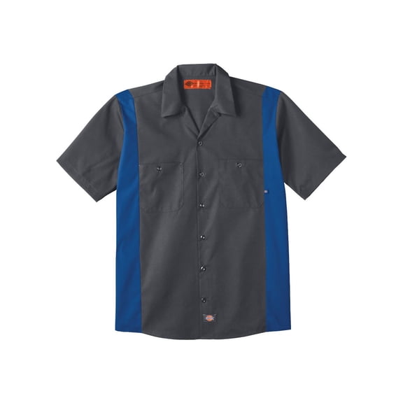 Dickies LS524 Industrial Colorblocked Short Sleeve Shirt - Dark Charcoal/ Royal Blue - S