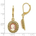 thumbnail image 3 of 1928 Jewelry Gold-tone Filigree Frame Ivory Colored Lady Acrylic Cameo Dangle Leverback Earrings QBF2526, 3 of 4