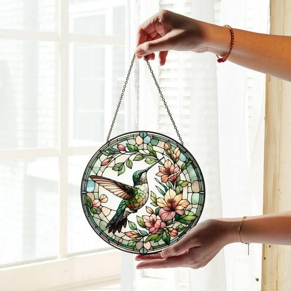 Hummingbird Stained Glass, Hummingbird Window Hanging, Wall Art, Gifts for Women, Indoor Decor, Hummingbird Suncatcher, Memory Sympathy Gift